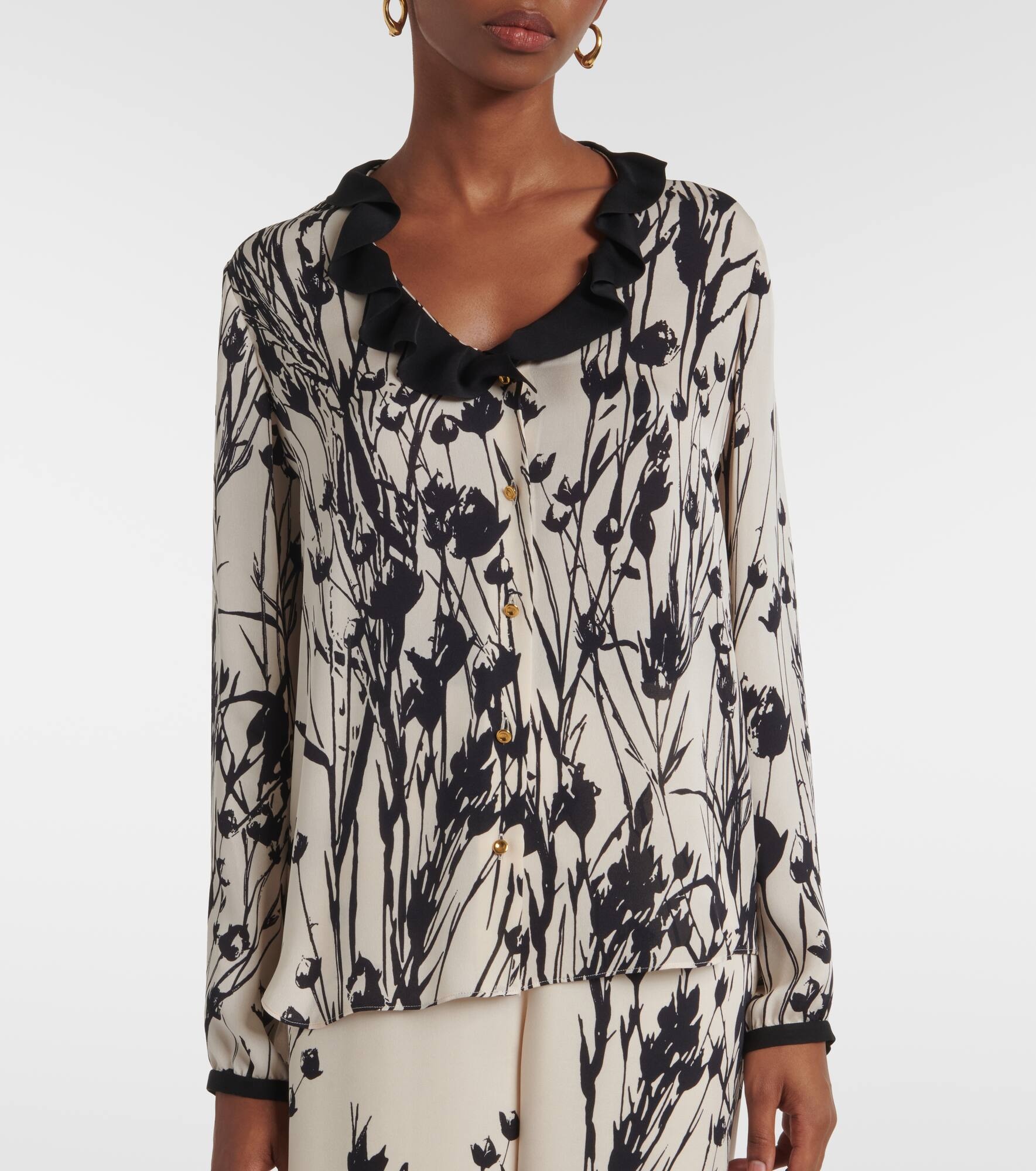 Samantha floral ruffled silk blouse - 6