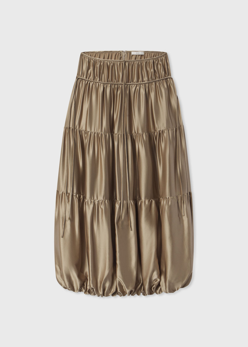 Soft Gathered Bubble Skirt in Silk Charmeuse 1