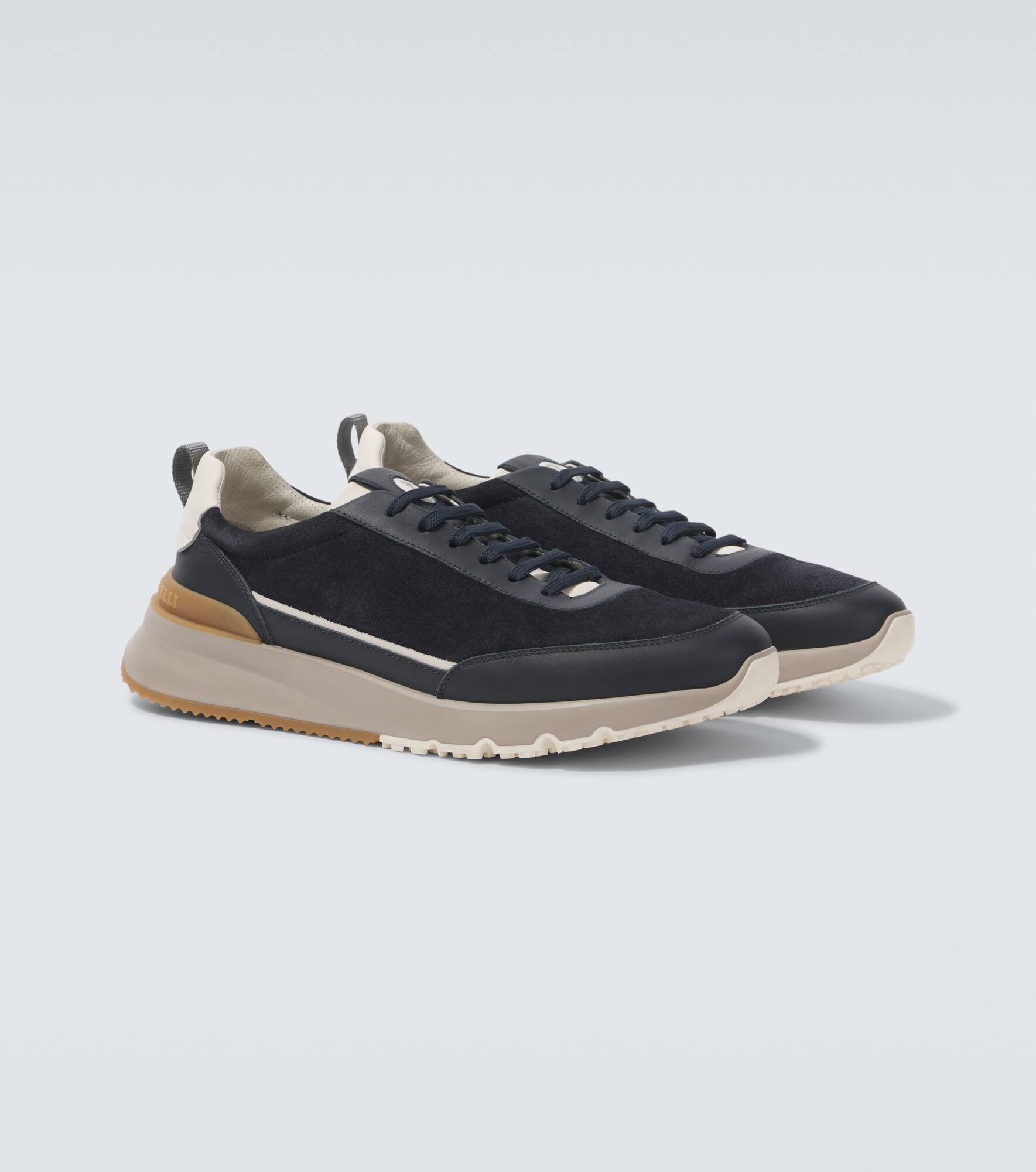 Leather-trimmed suede sneakers - 5