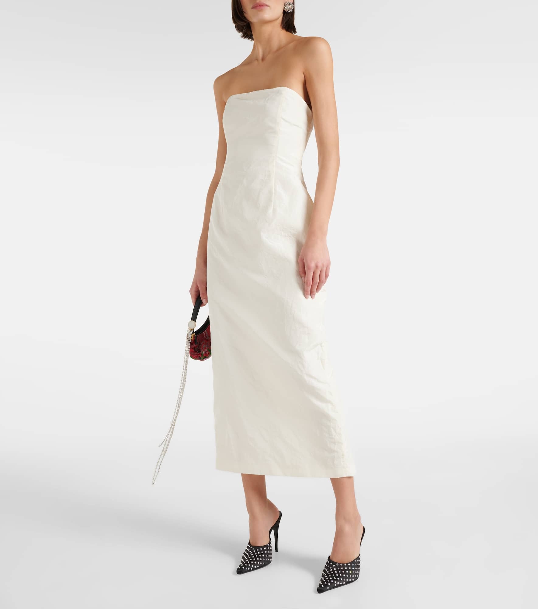 Strapless silk taffeta midi dress - 2