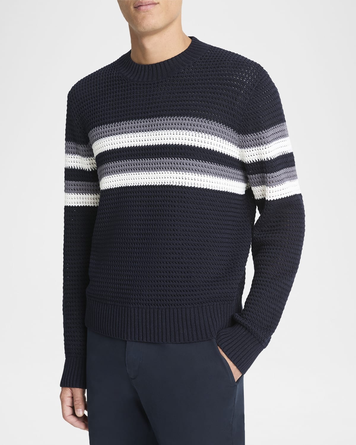 Men's Crochet Chest-Stripe T-Shirt - 4