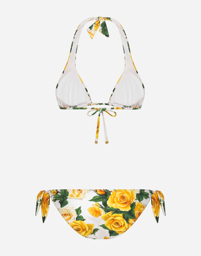 Dolce & Gabbana Triangle bikini with yellow rose print outlook