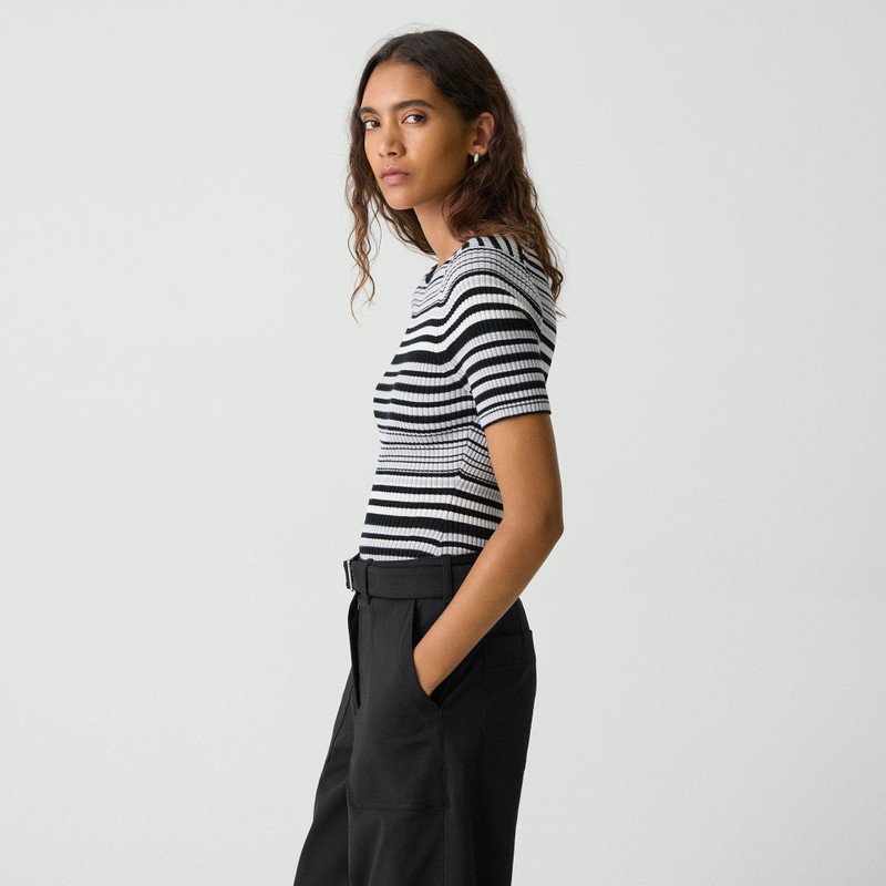 Ribbed Short-Sleeve Sweater in Regal Wool 3