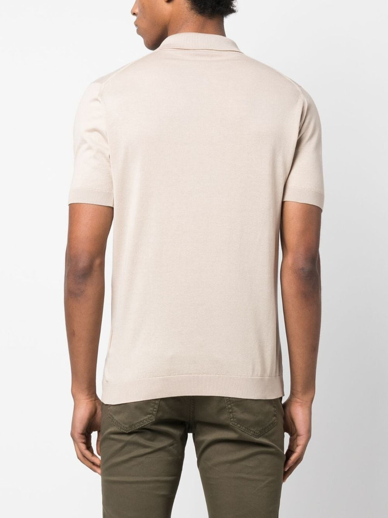 ribbed-knit cotton polo shirt 4