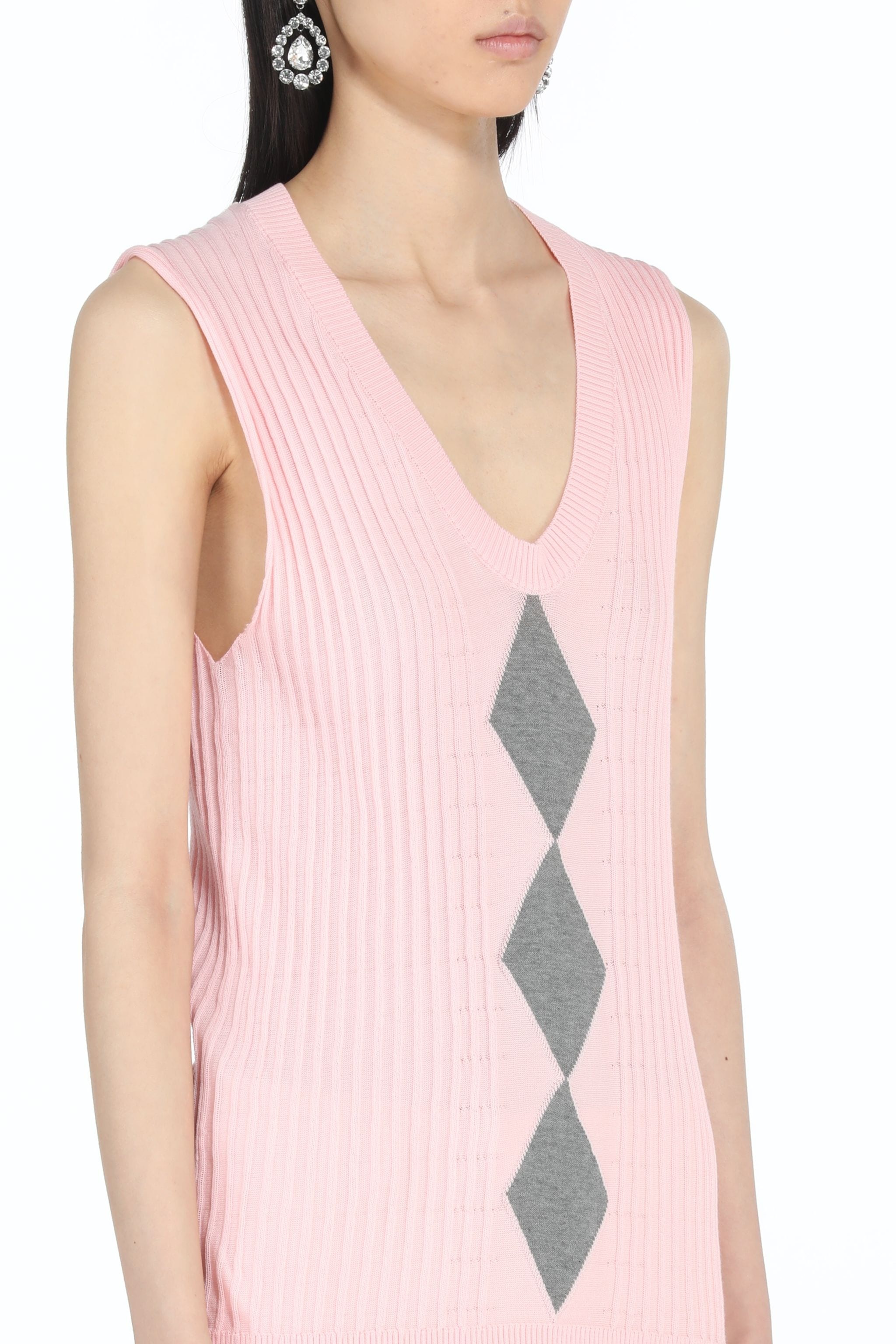 DIAMOND-JACQUARD COTTON VEST - 5