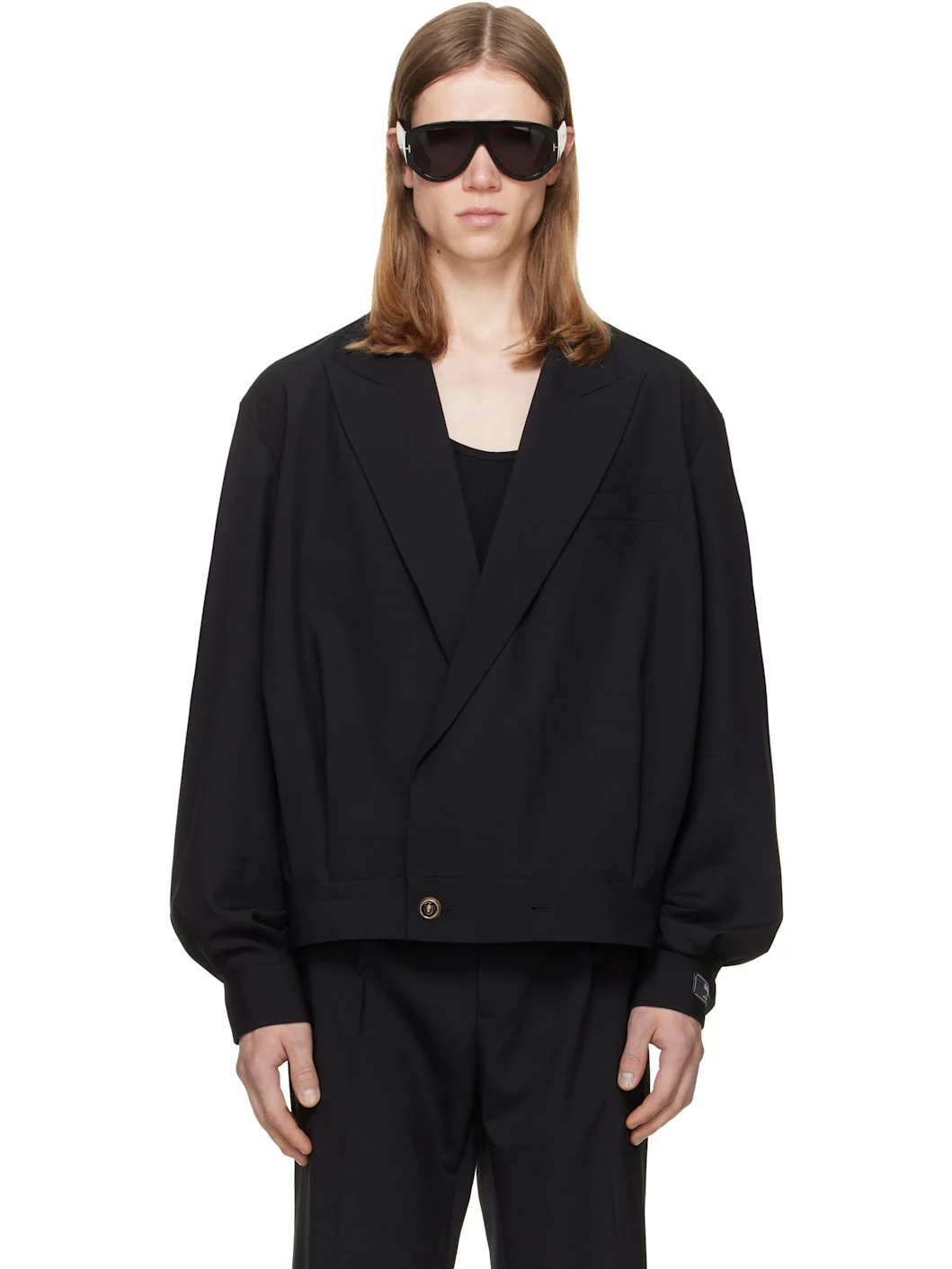 Black Wool 2-Button Jacket - 1