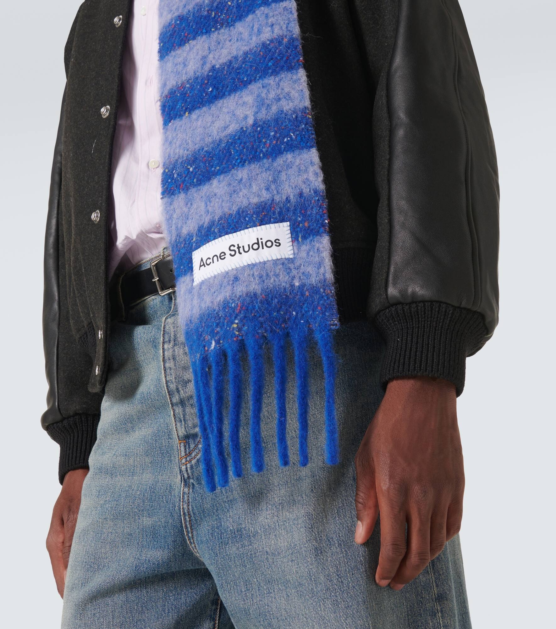 Striped logo alpaca-blend scarf - 3