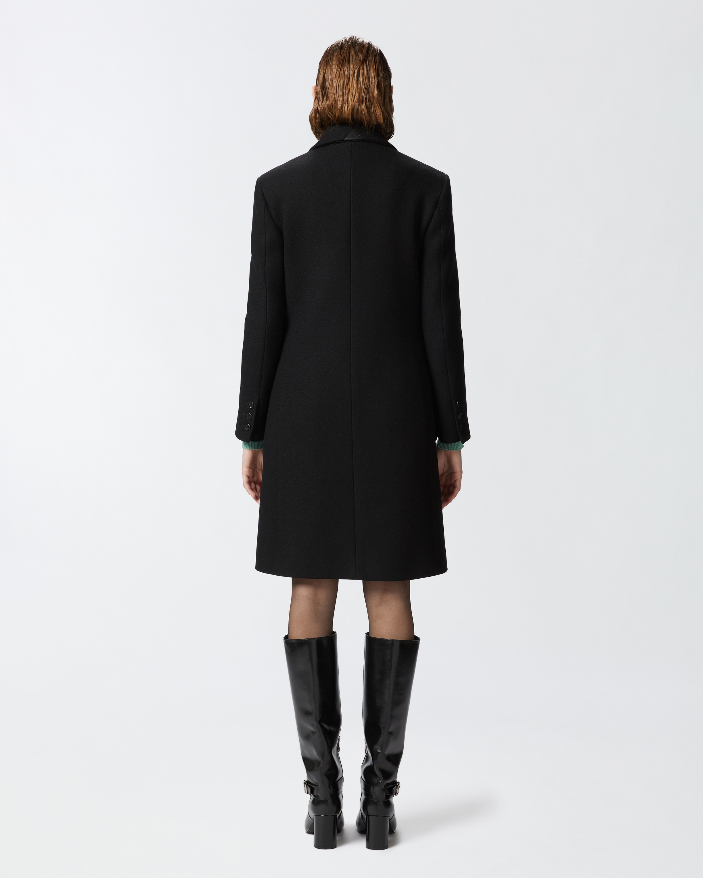 SINGLE-BREASTED WOOL-BLEND CLOTH COAT - 4