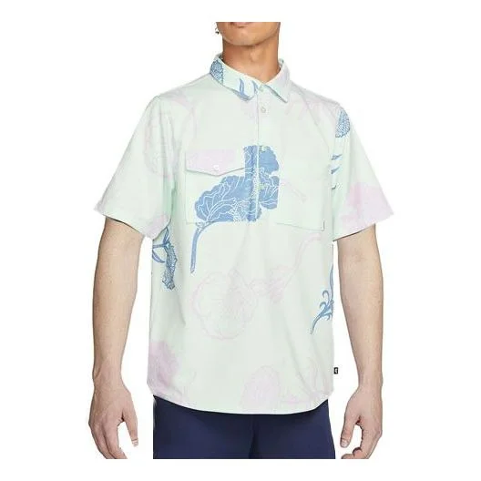 Nike SB Flower Full Print Casual Short Sleeve Couple Style Green DM0170-394 - 1