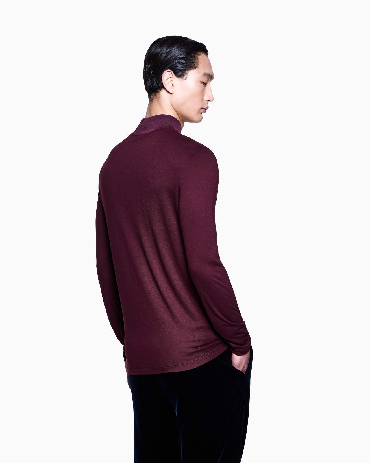 VISCOSE JERSEY MOCK-NECK JUMPER - 3