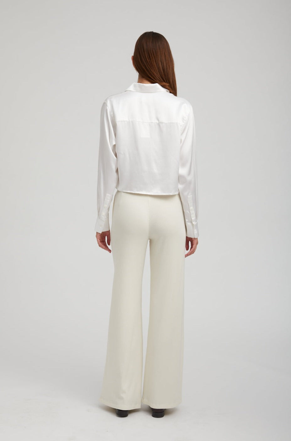 OFF WHITE RIB WIDE LEG PANTS - 5