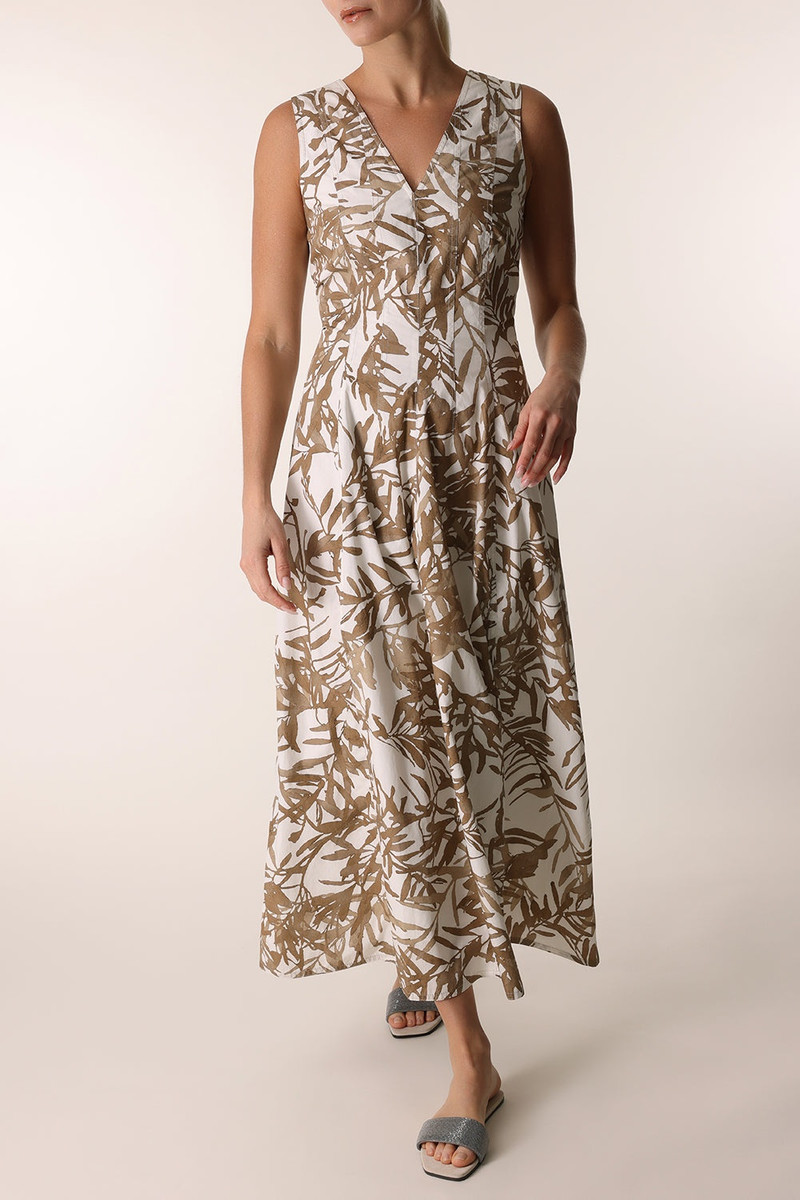 Brunello Cucinelli Herbarium V-Neck Midi Dress outlook