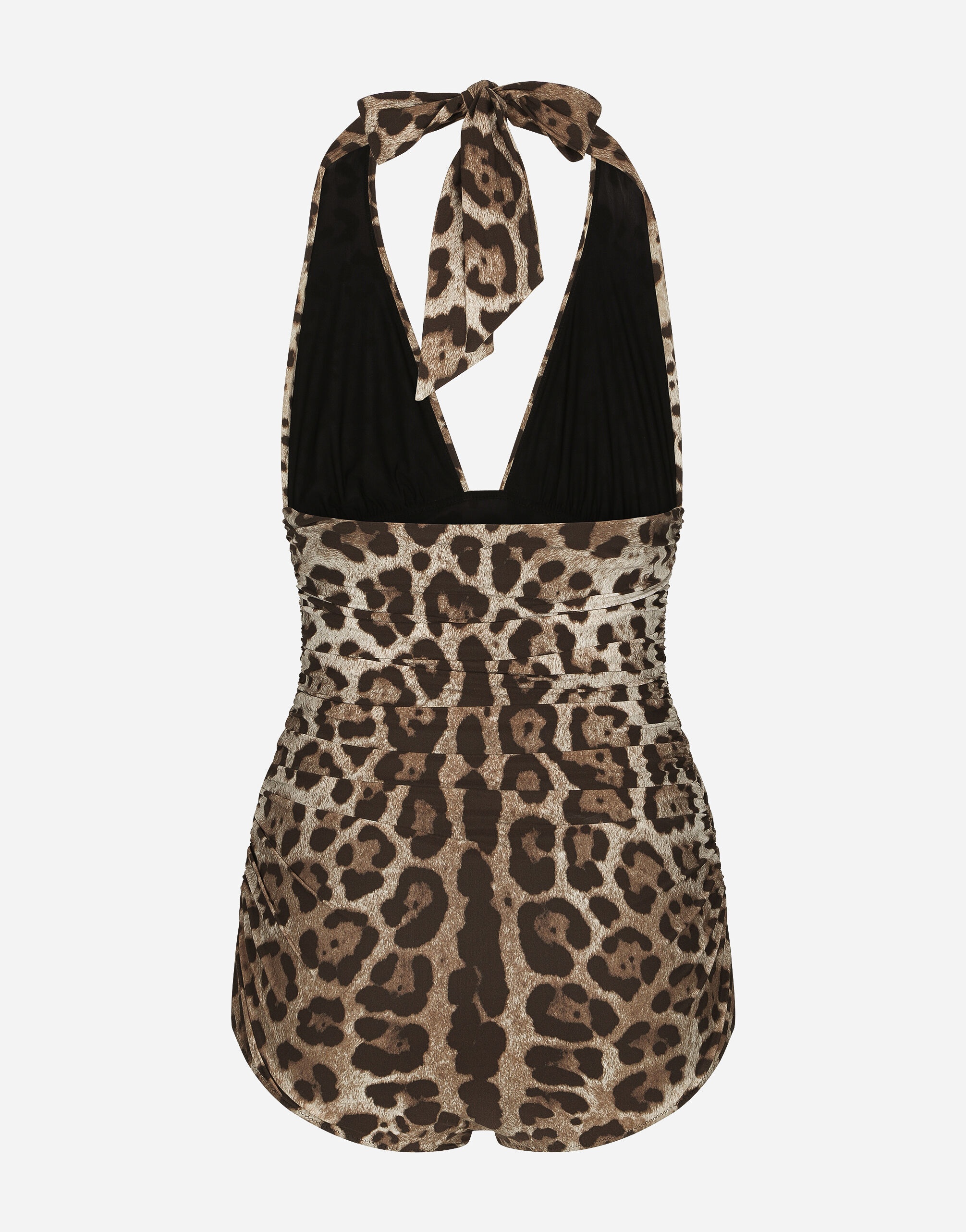 Leopard-print one-piece swimsuit with plunging neckline - 2