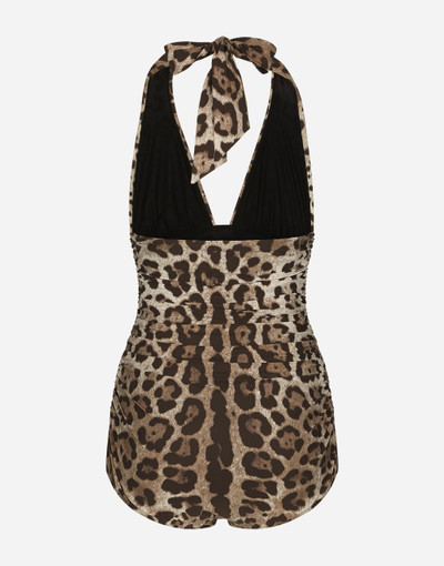 Dolce & Gabbana Leopard-print one-piece swimsuit with plunging neckline outlook