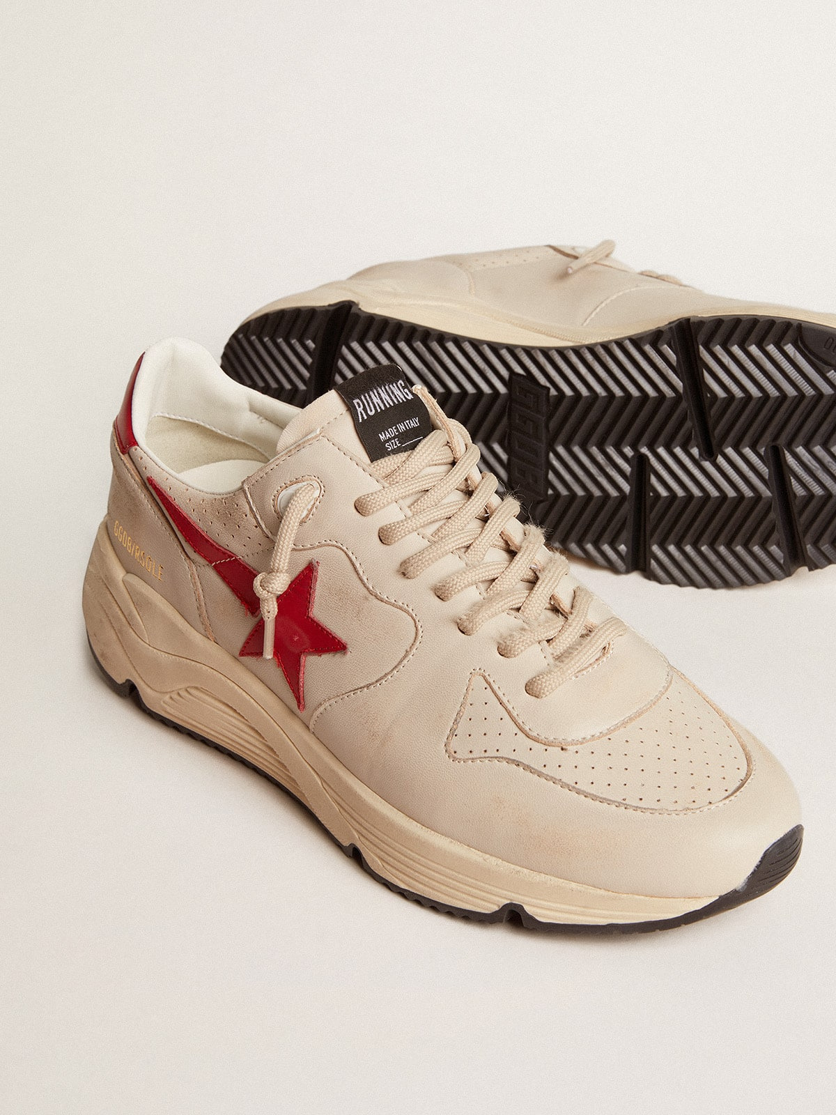 Running Sole in gray nappa leather with red nappa leather star and heel tab - 3