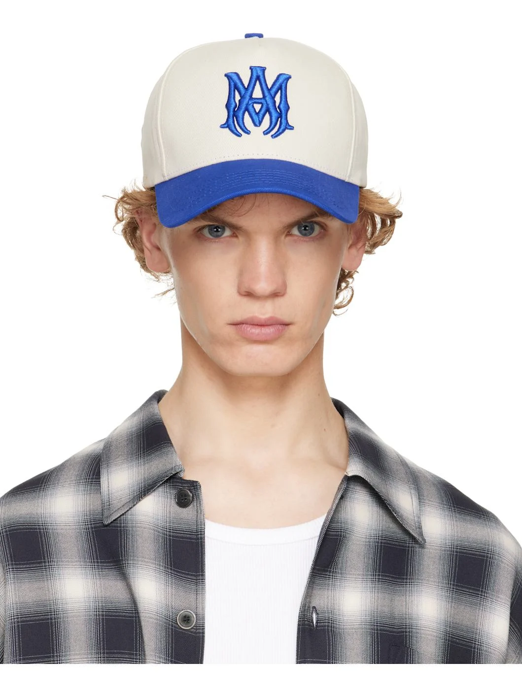 Blue & Off-White 'MA' Cotton Cap - 1