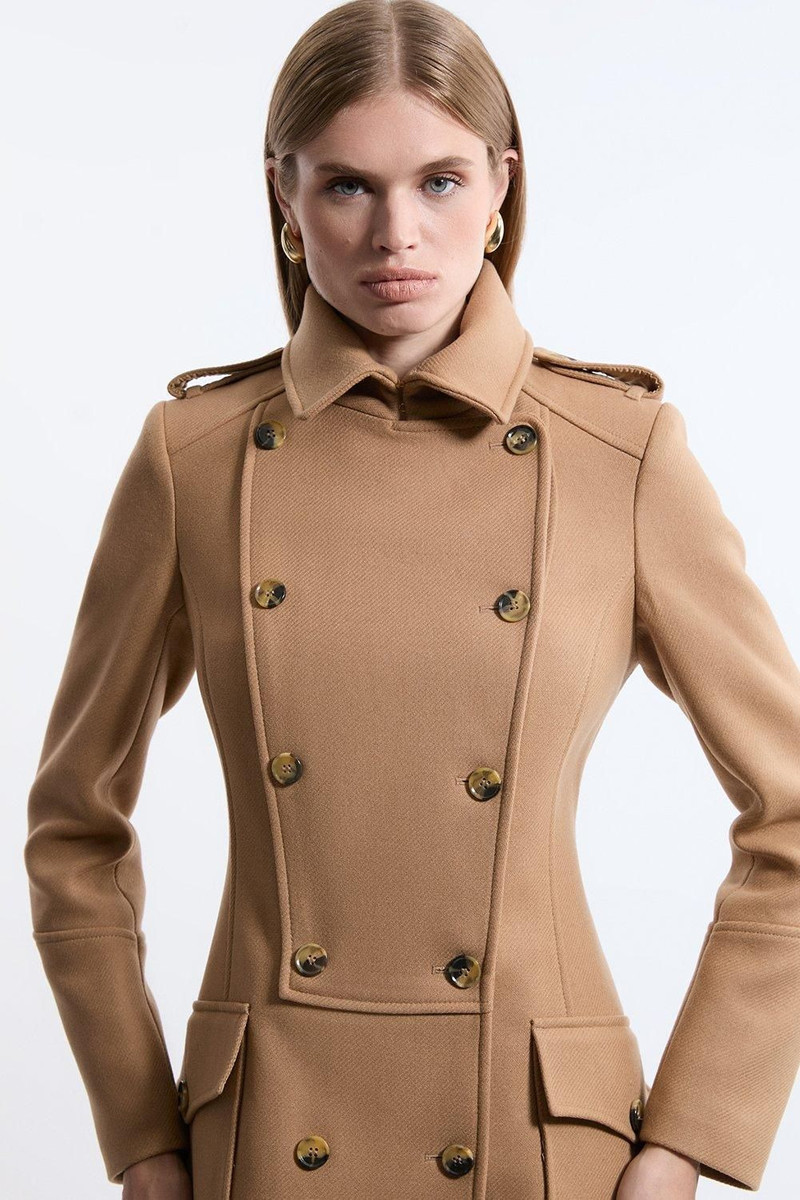 Premium Italian Manteco Wool Military Tailored Midi Coat 5