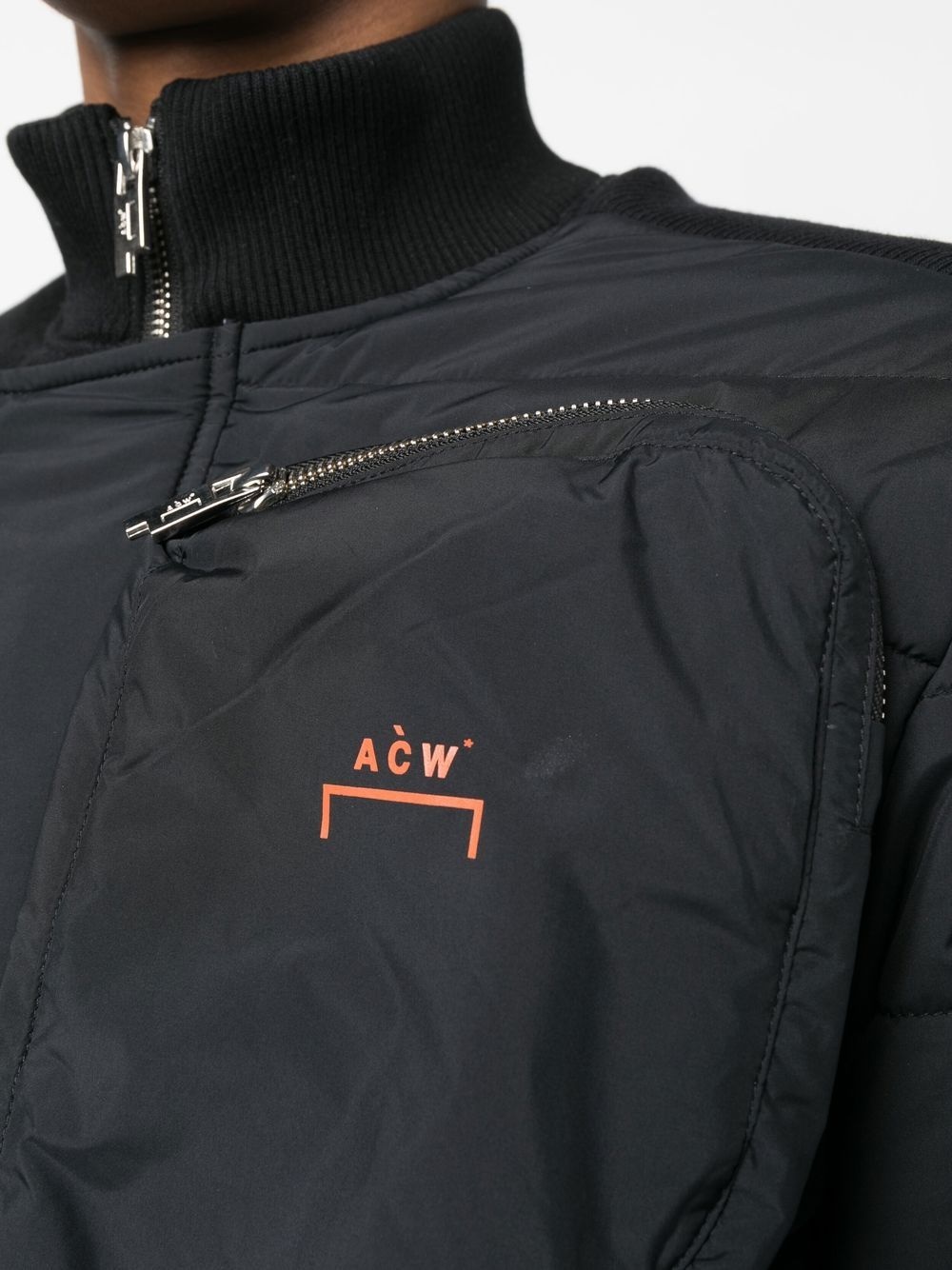 logo-print asymmetric padded jacket - 5