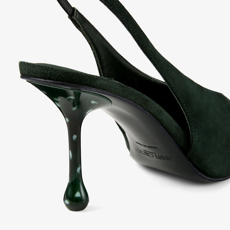 Isa 80 British Green Suede Slingbacks with Dotted Heels 3