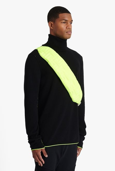 Balmain Lime-green embossed nylon belt bag outlook