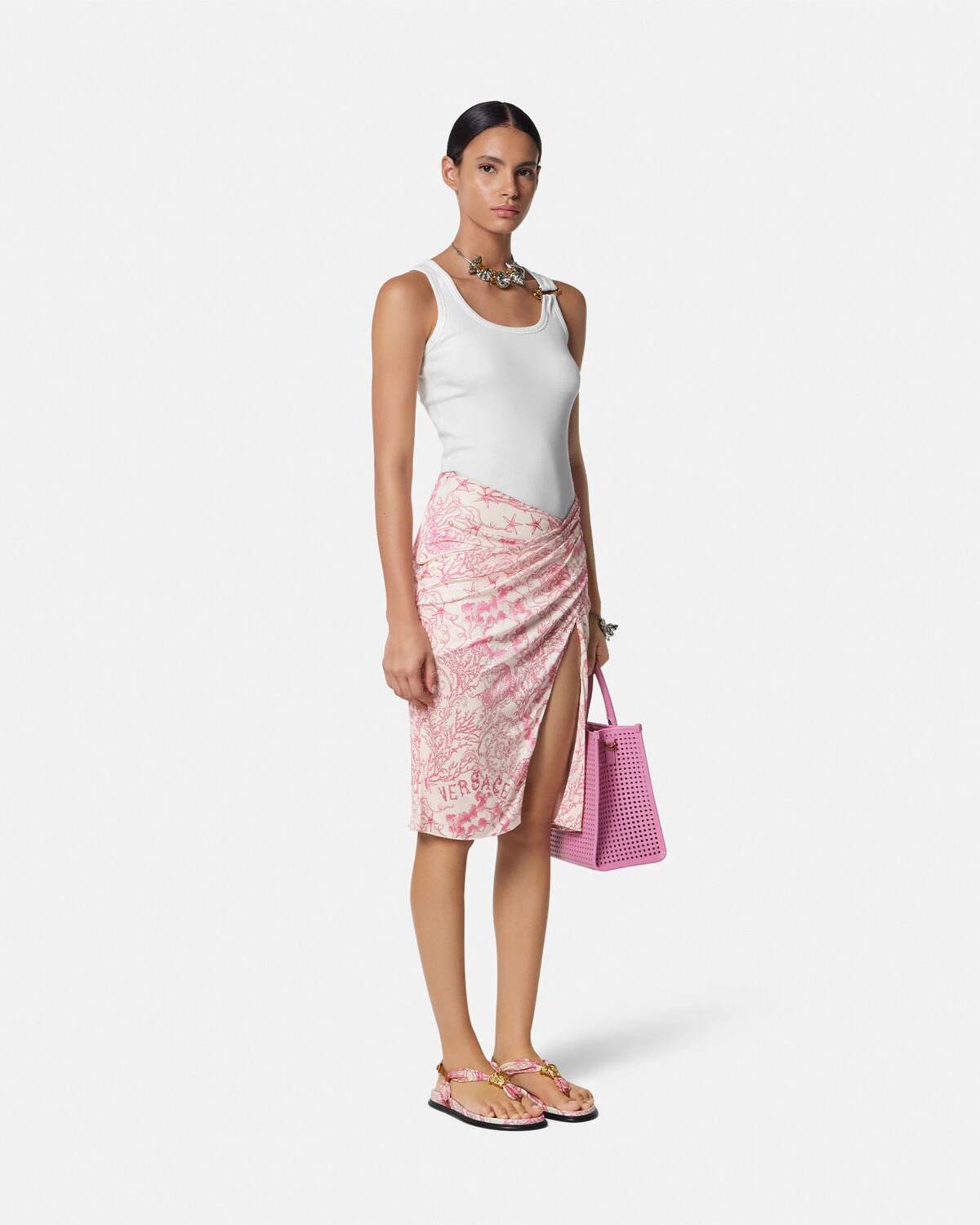 Underwater Barocco Draped Midi Skirt - 2