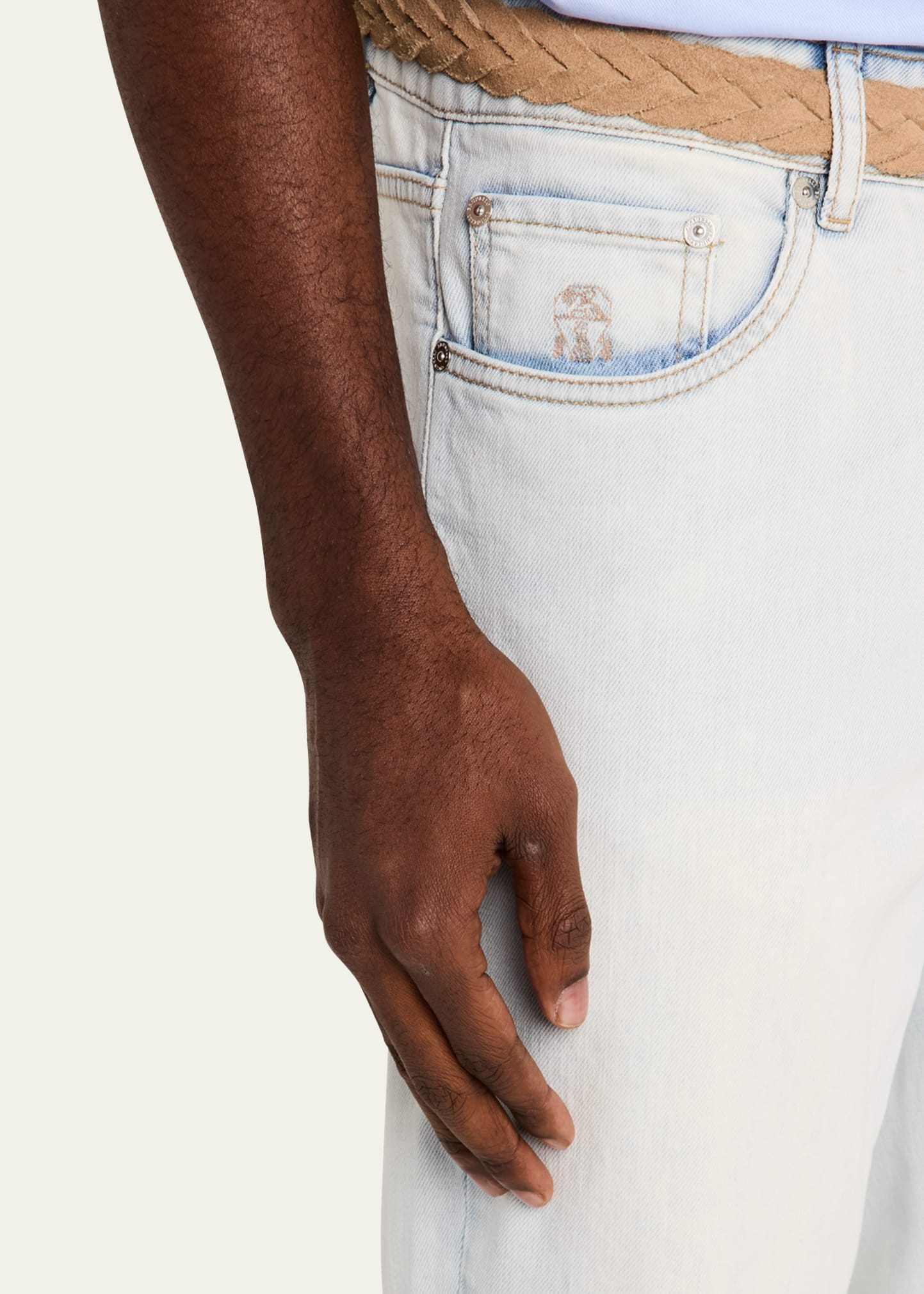 Men's Straight-Fit Light Wash Jeans - 5