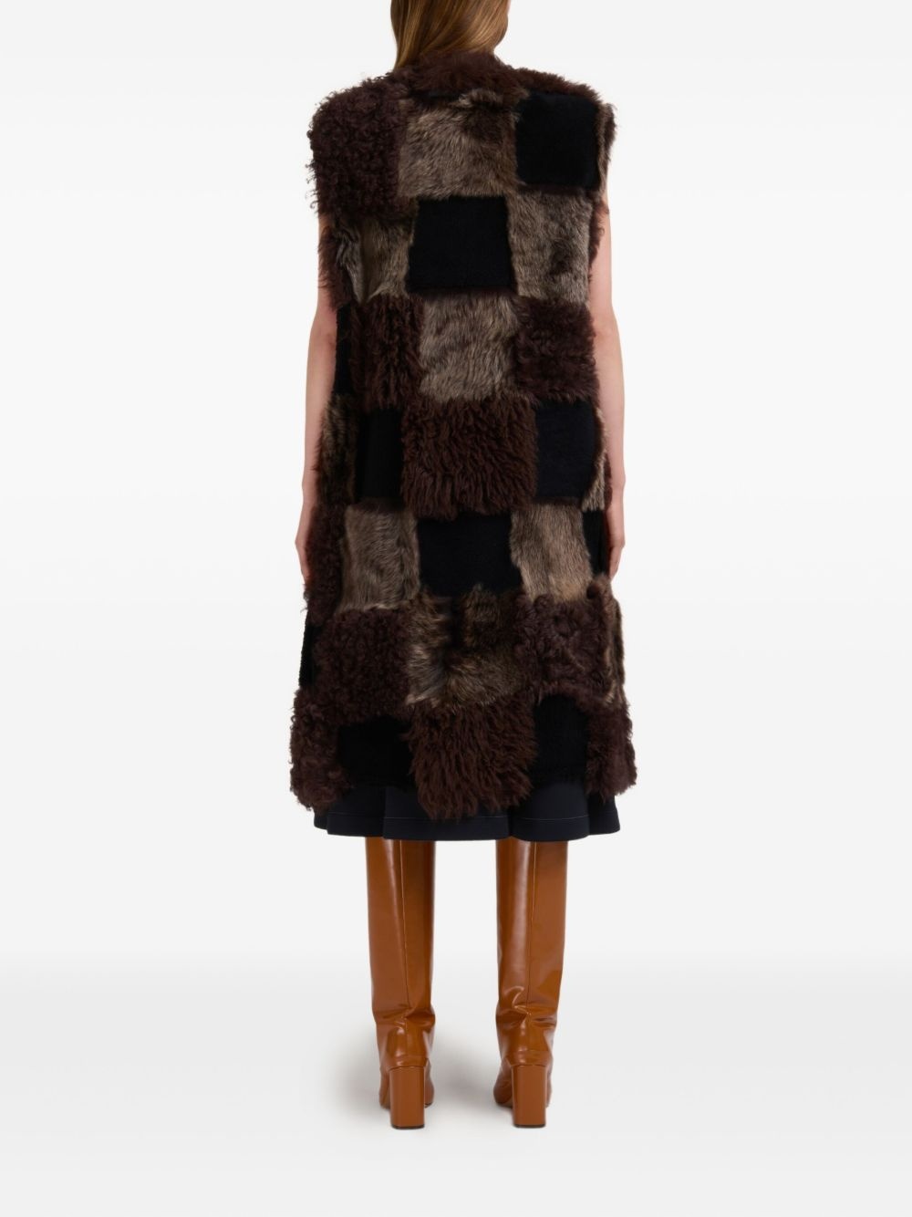 patchwork faux fur gilet - 4