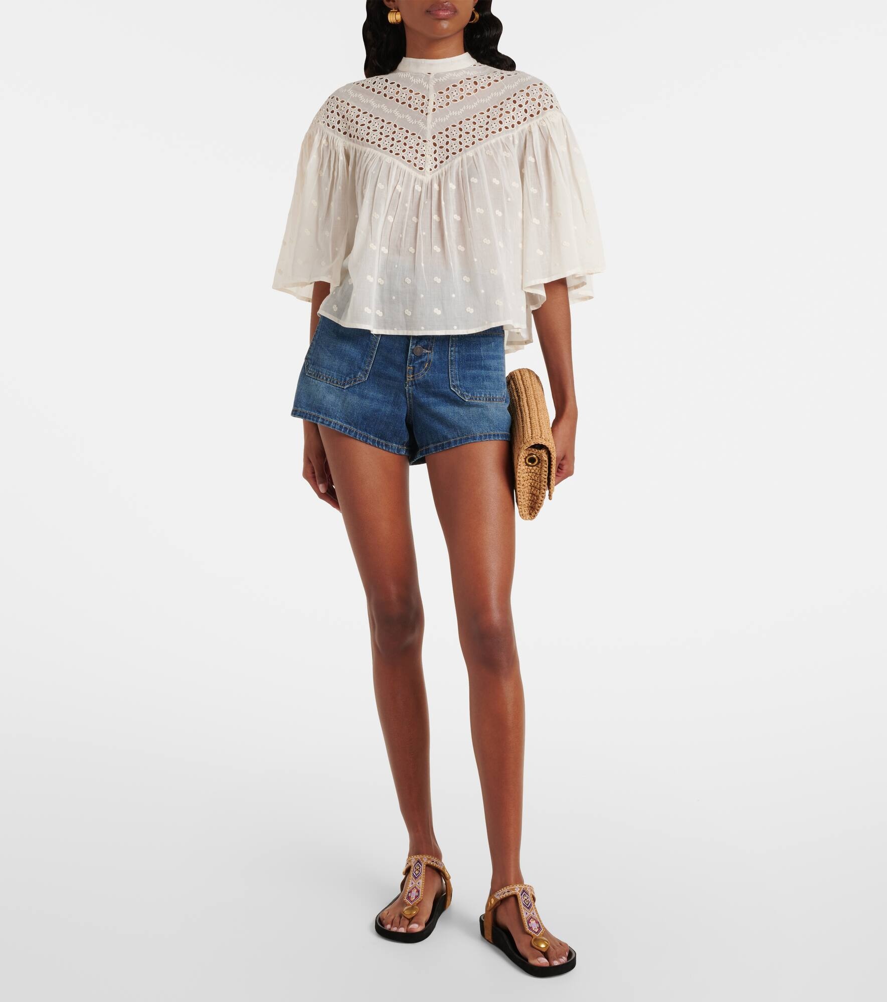 Mikki embroidered cotton voile top - 2
