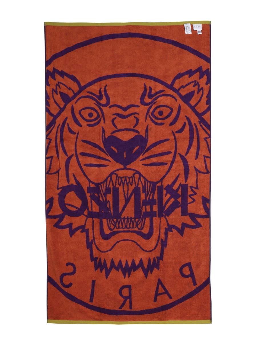 COTTON TERRY BEACH TOWEL WITH TIGER LOGO - 2