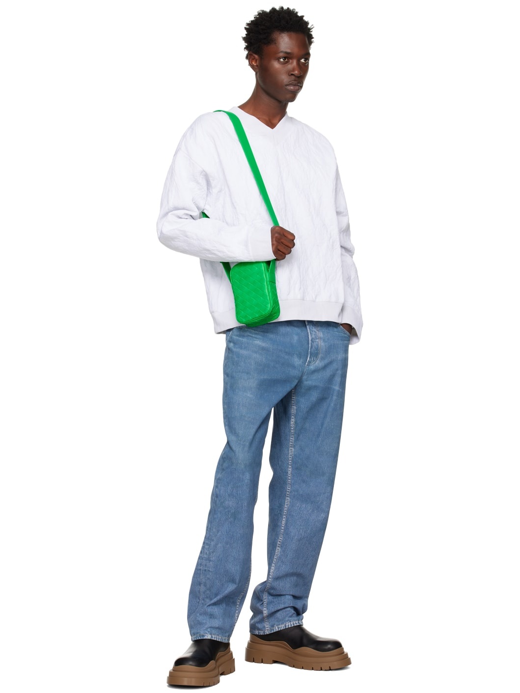 Green Intrecciato Messenger Bag - 4