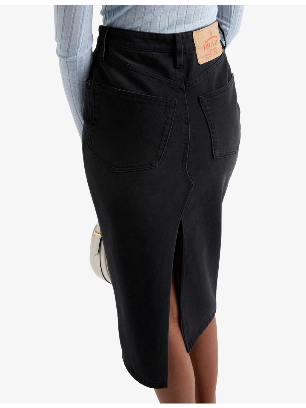 Enamelled-Logo Straight-Fit Denim Midi Skirt - 5