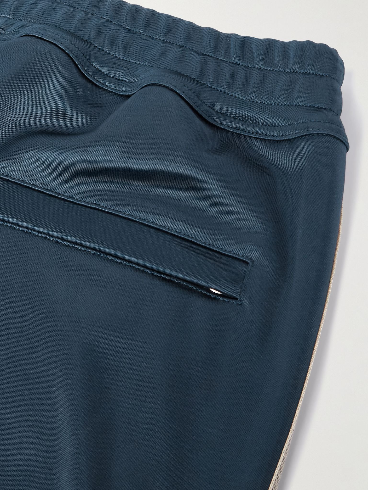 Straight-Leg Webbing-Trimmed Jersey Track Pants Blue - 5