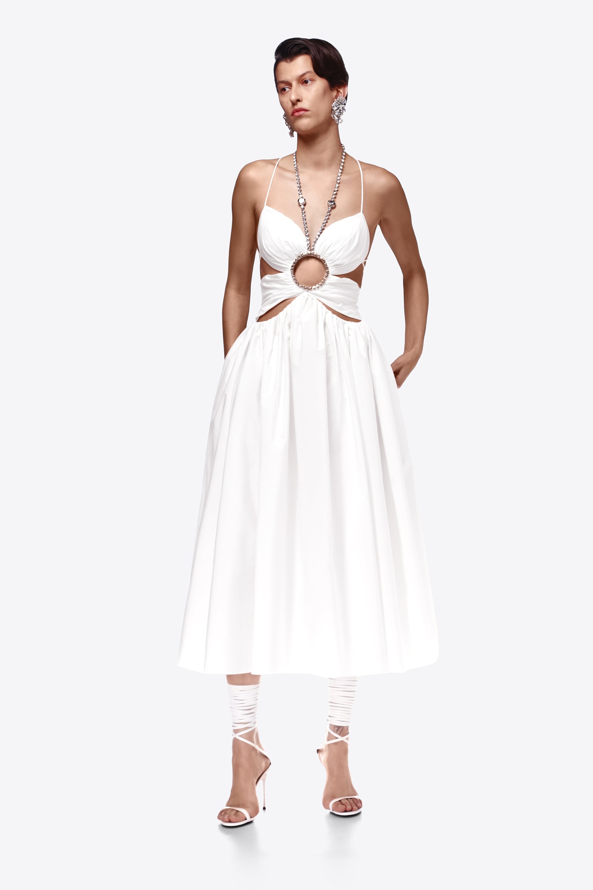 GATHERED BUTTERFLY POPLIN MIDI DRESS - 2