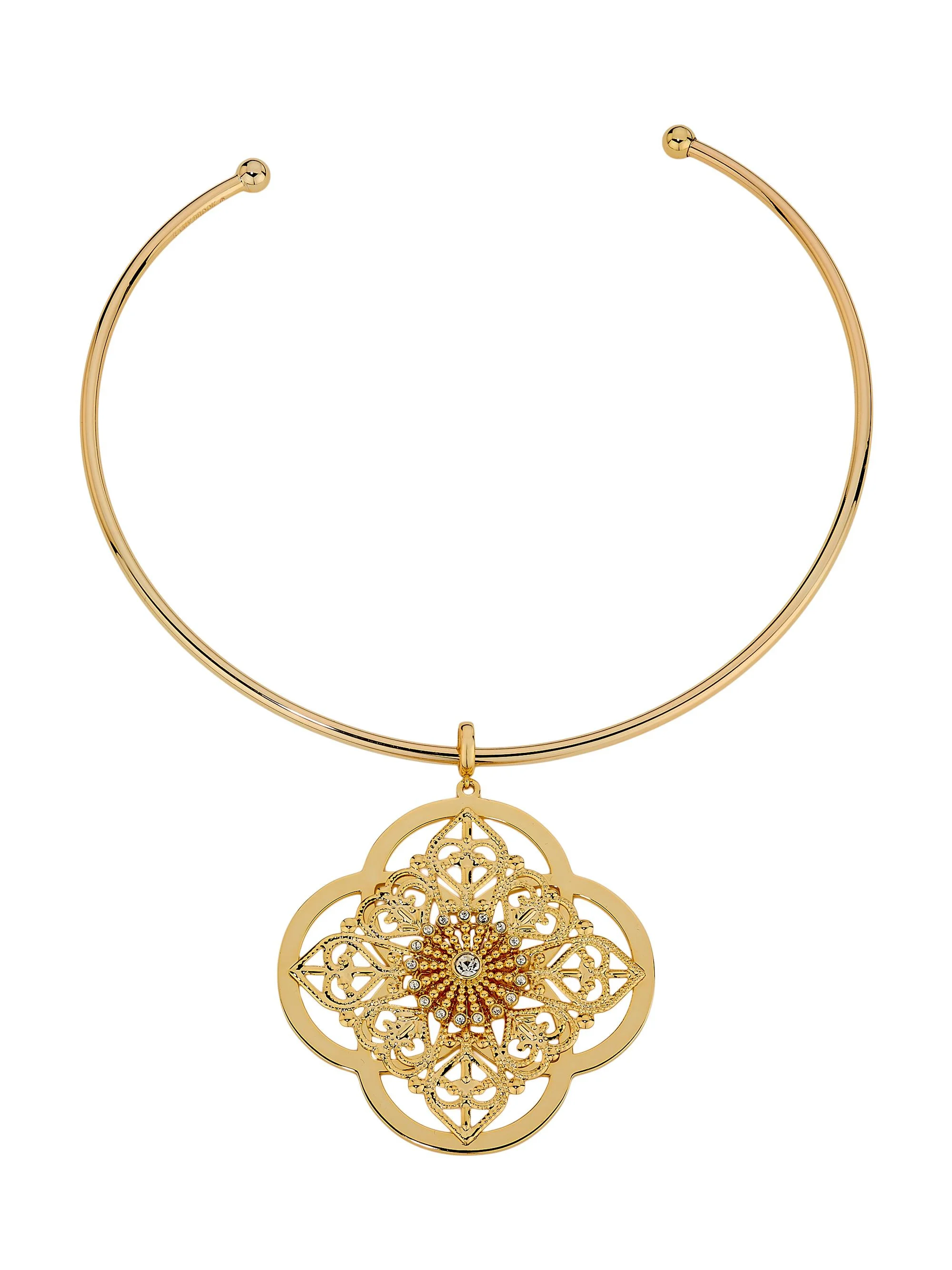 Women's Medallion Filagree Laya Goldtone, Glass & Cubic Zirconia Pendant Necklace - Gold - 1