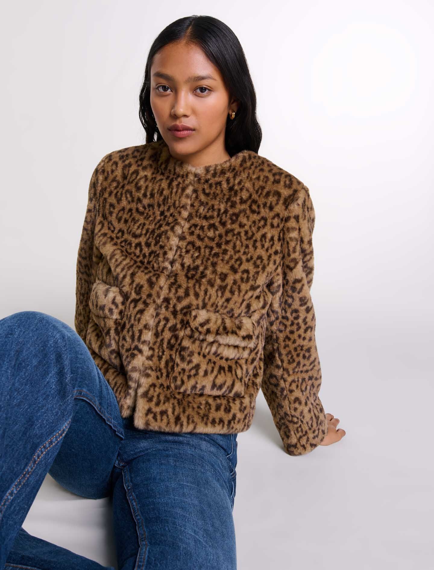 Cropped faux fur jacket - 9