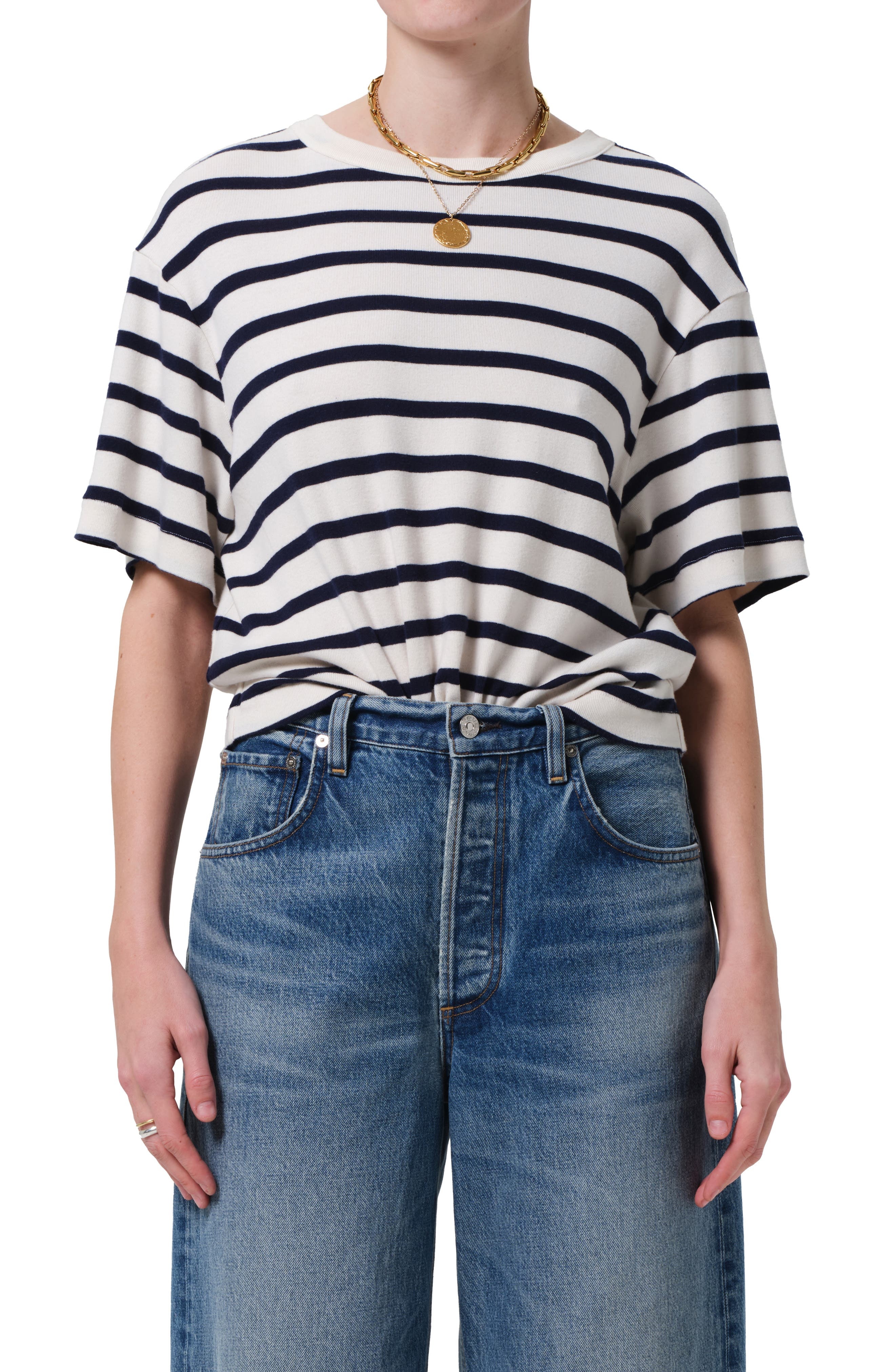 Citizens of Humanity Goldie Stripe Relaxed Fit T-Shirt in Azure Stripe at Nordstrom - 1