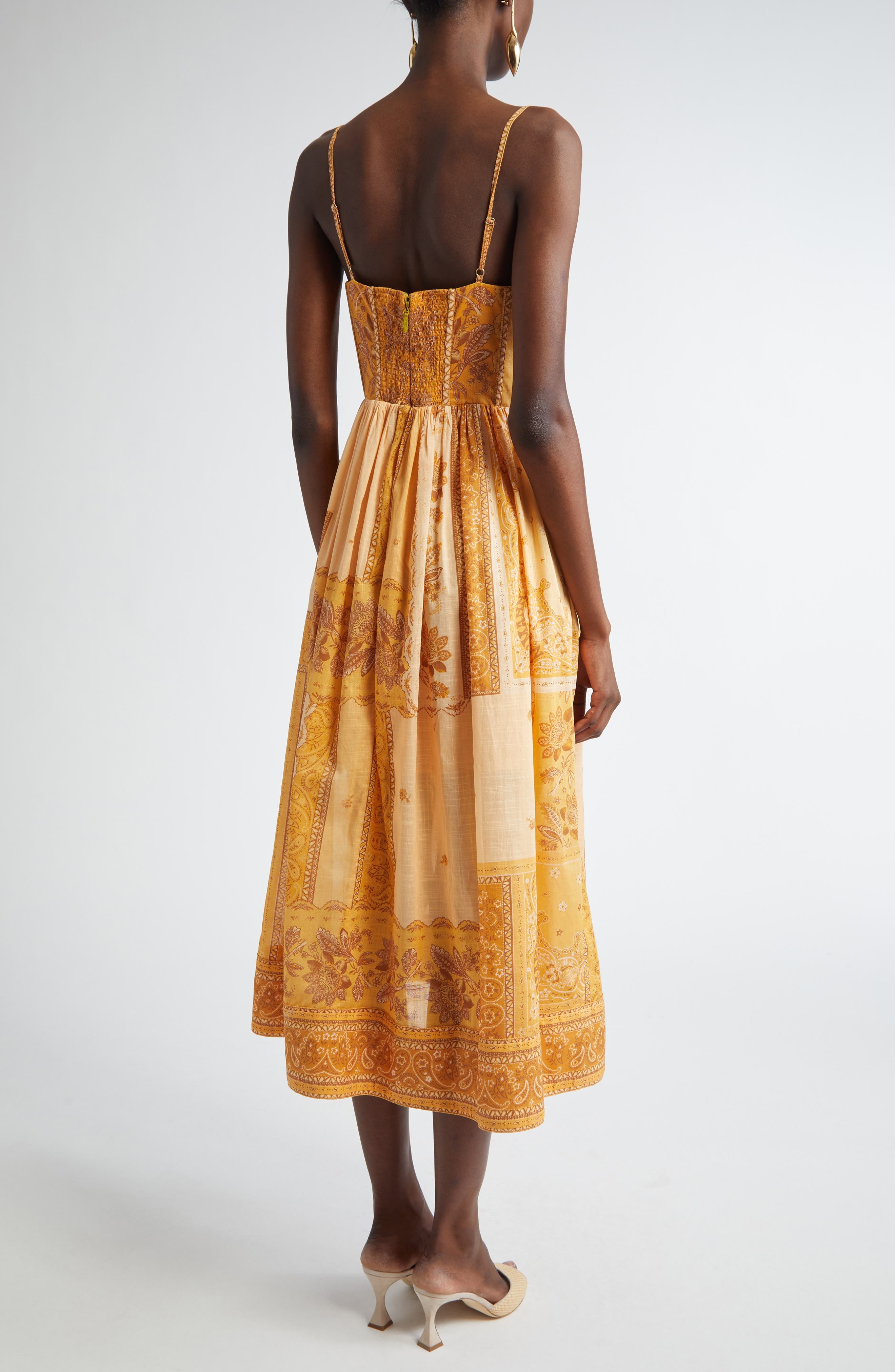 Zimmermann Lucky Bandana Print Cotton Midi Dress in Mustard Bandana at Nordstrom - 2