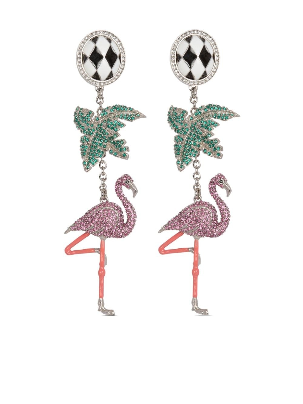 Flamingo crystal drop earrings - 1