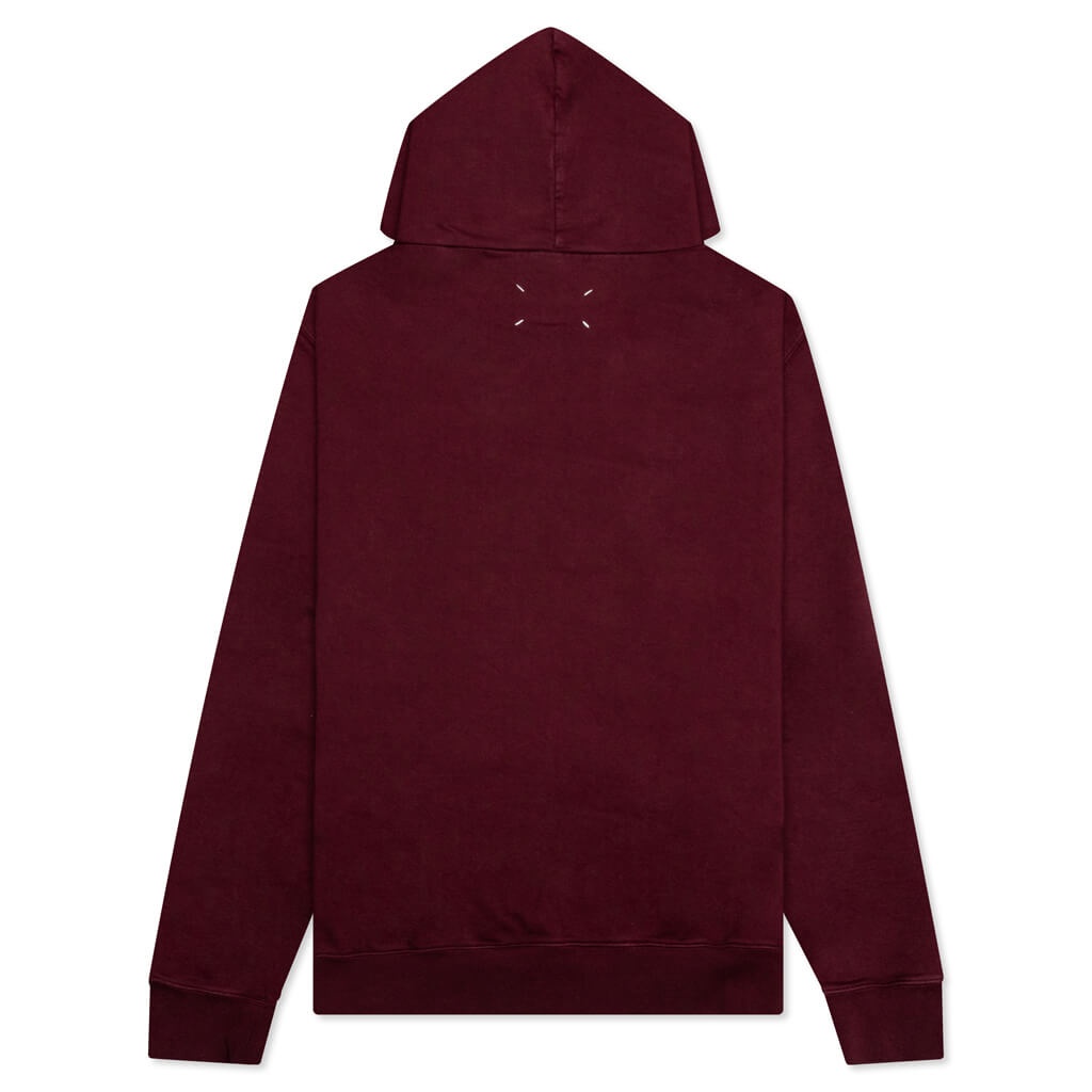 LOGO-EMBROIDERED LONG-SLEEVED HOODIE - BURGUNDY - 2