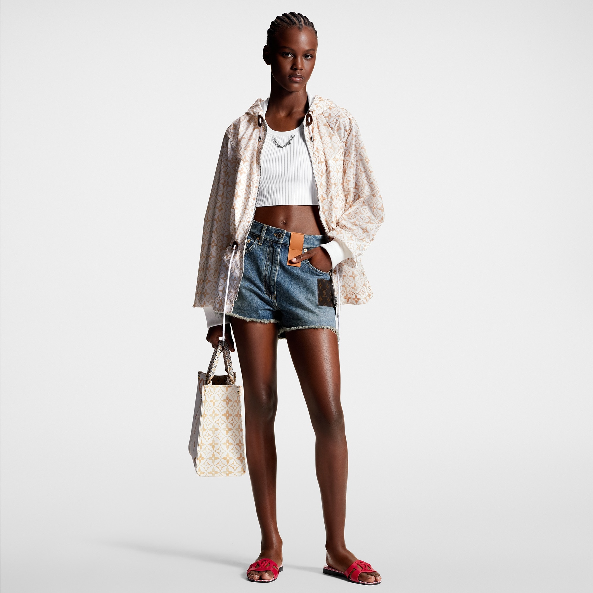 Monogram Flower Tile Short Parka - 4