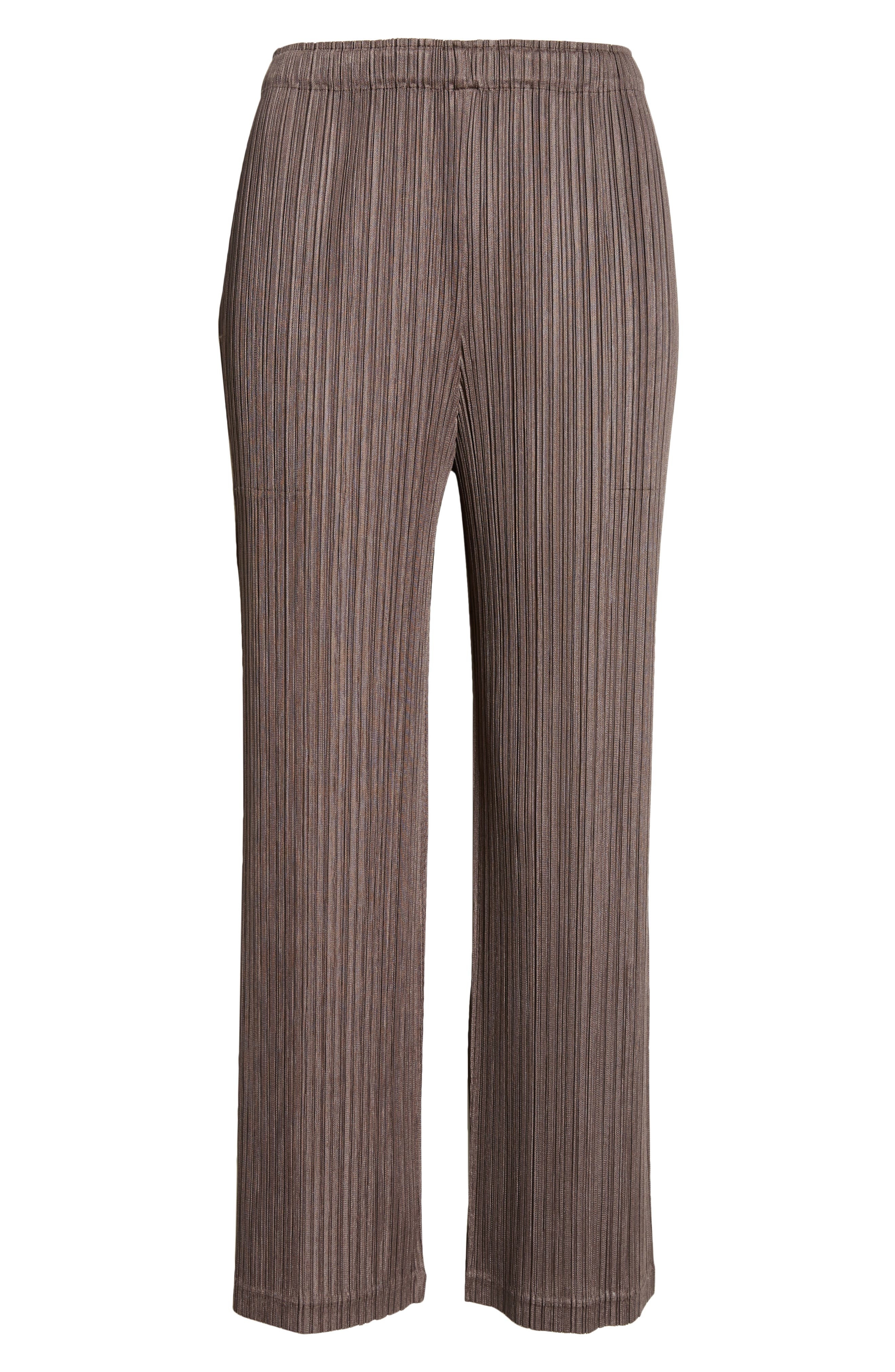 Pleats Please Issey Miyake Thicker Bottoms Pleated Wide Leg Crop Pants in Steel Gray at Nordstrom - 5