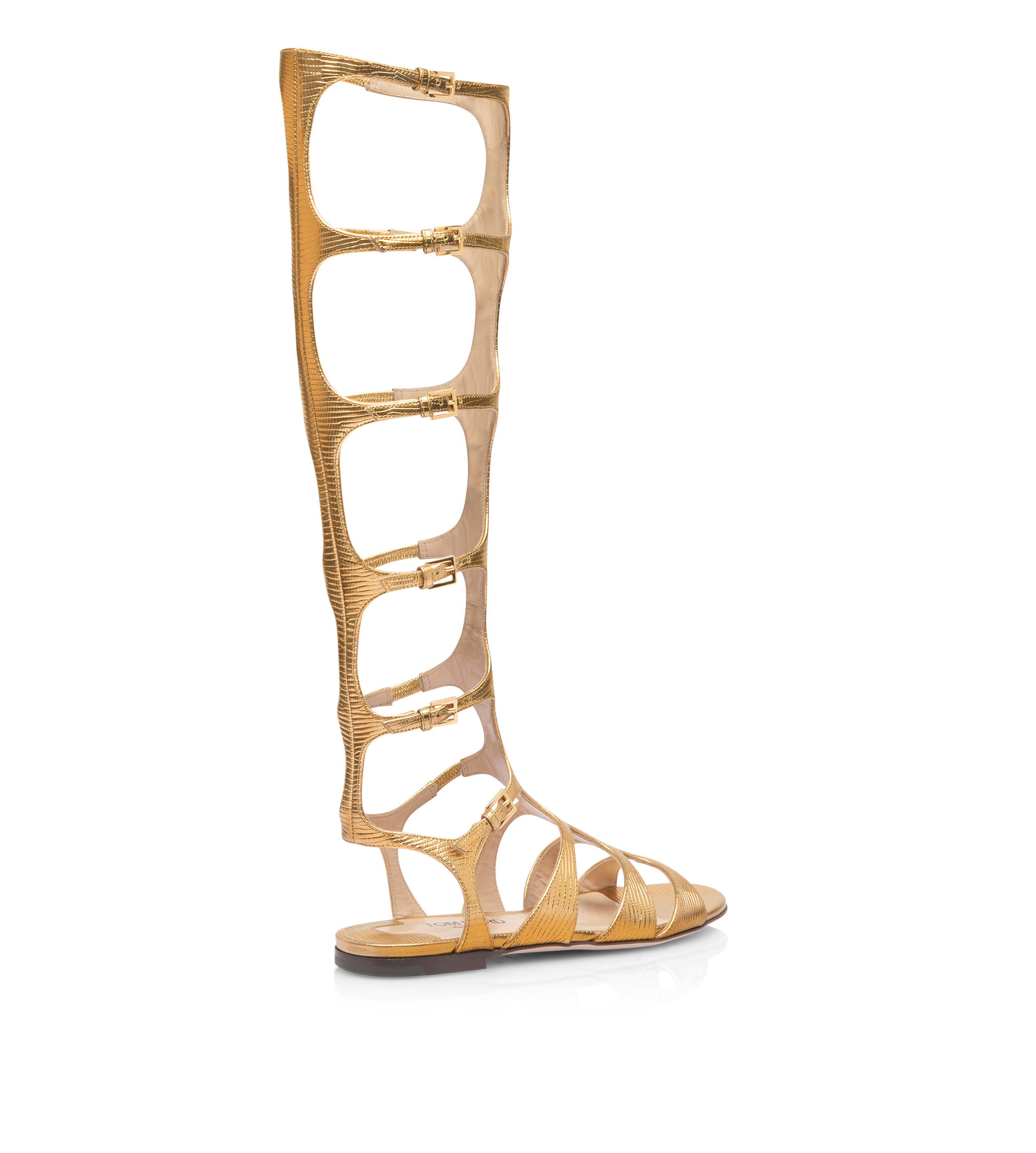 LAMINATED PRINTED LIZARD PARADIS KNEE-HIGH SANDAL - 3
