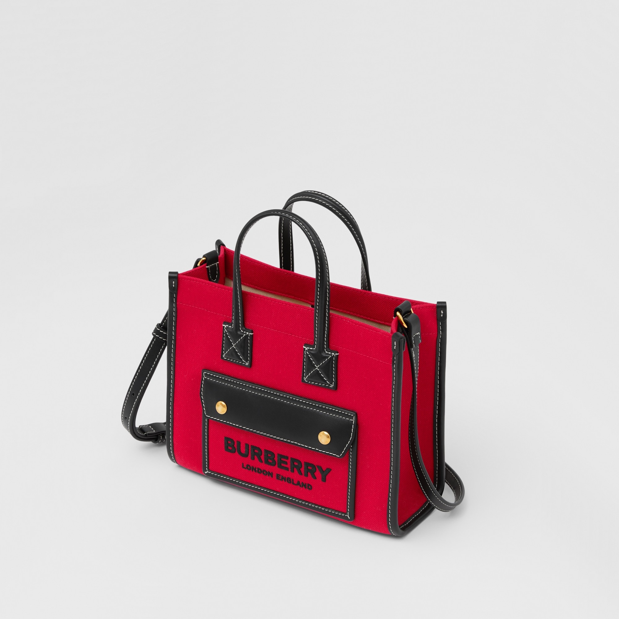 Two-tone Canvas and Leather Mini Freya Tote - 4