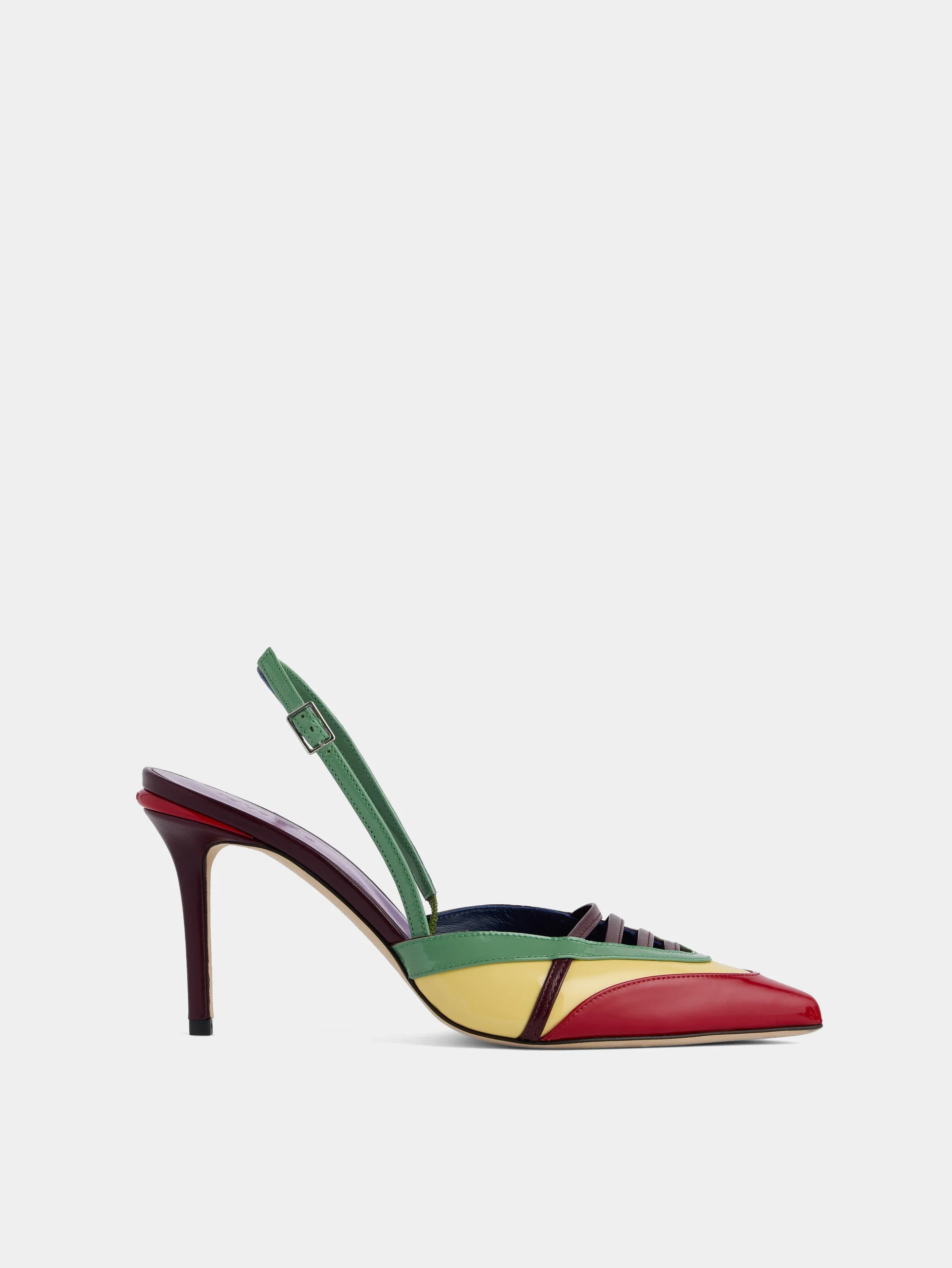 SLINGBACK PUMPS IN MULTICOLORED RED PATENT LEATHER - 1