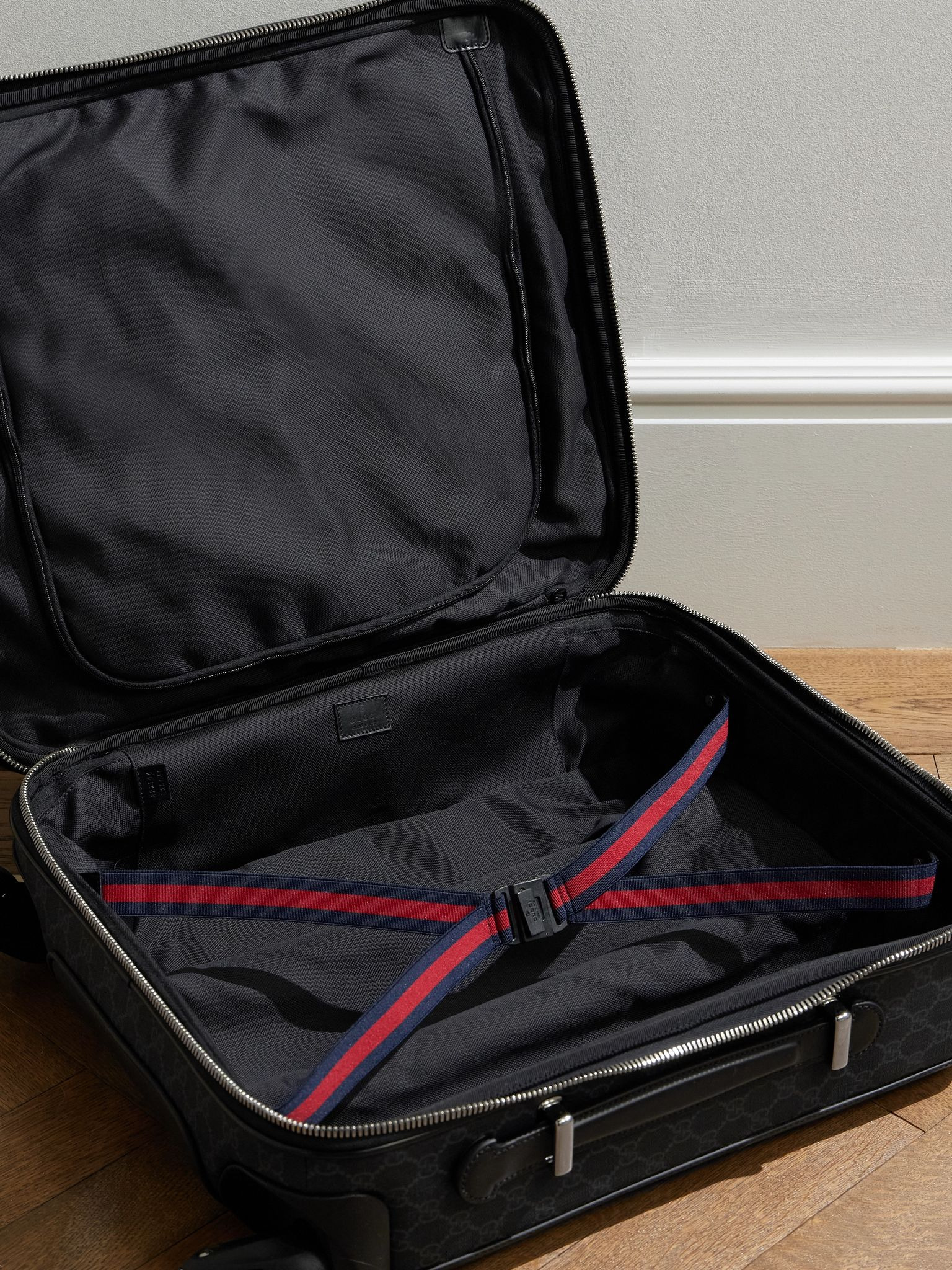 Leather-Trimmed Monogrammed Coated-Canvas Suitcase Black - 5