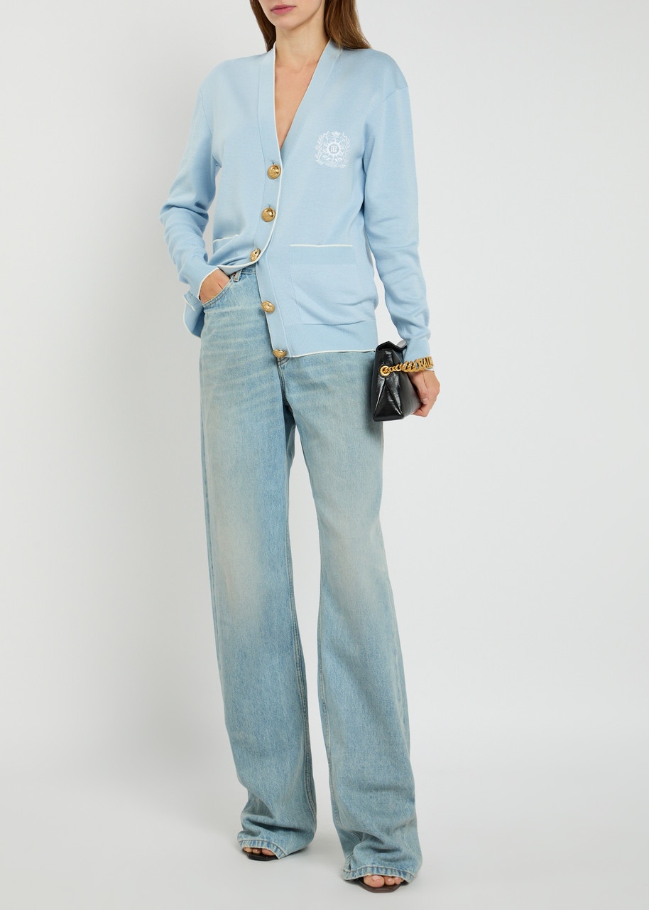 Balmain Emblem-embroidered Fine-knit Cardigan - 4