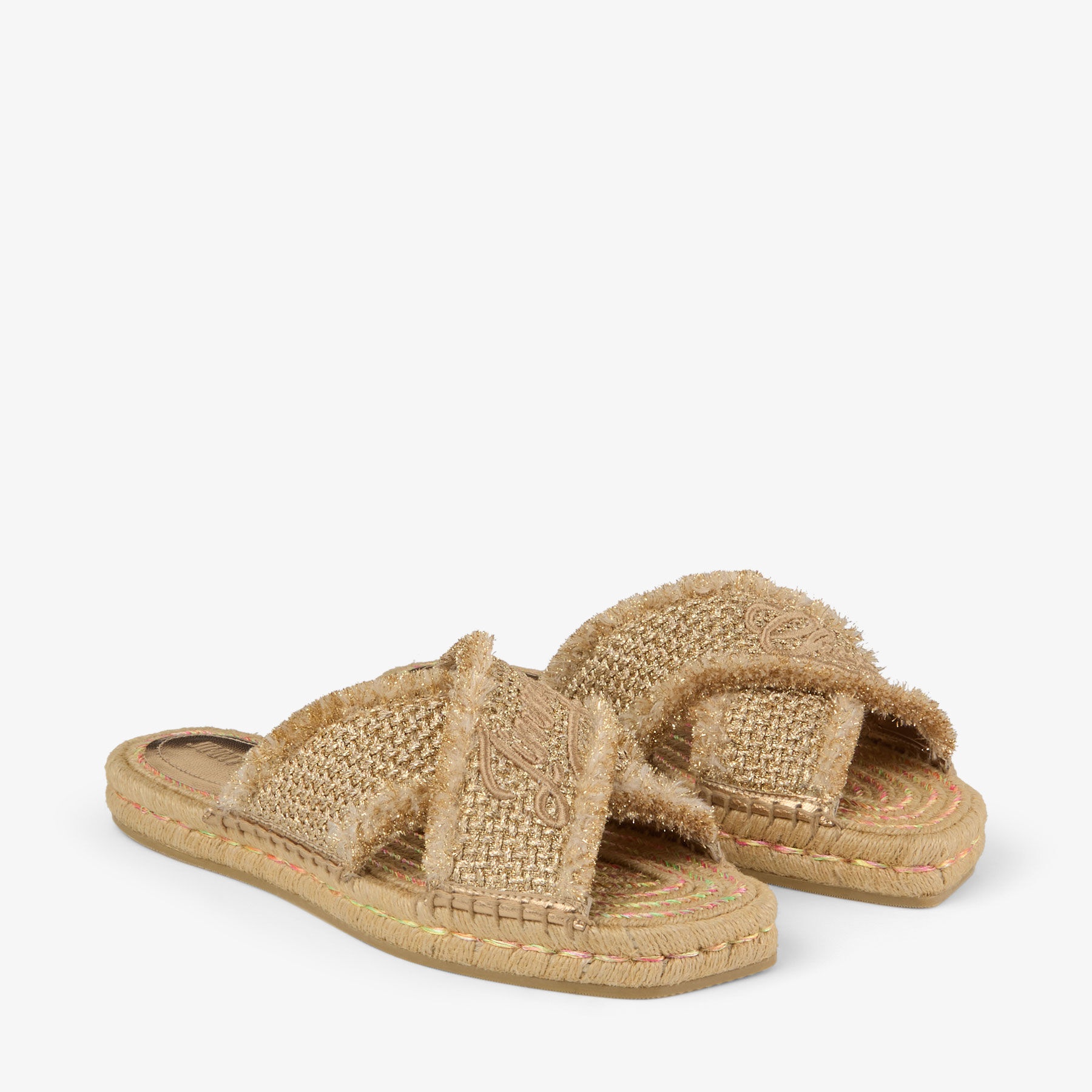 Aciel Sandal Flat
Gold Woven Fabric Sandals - 2