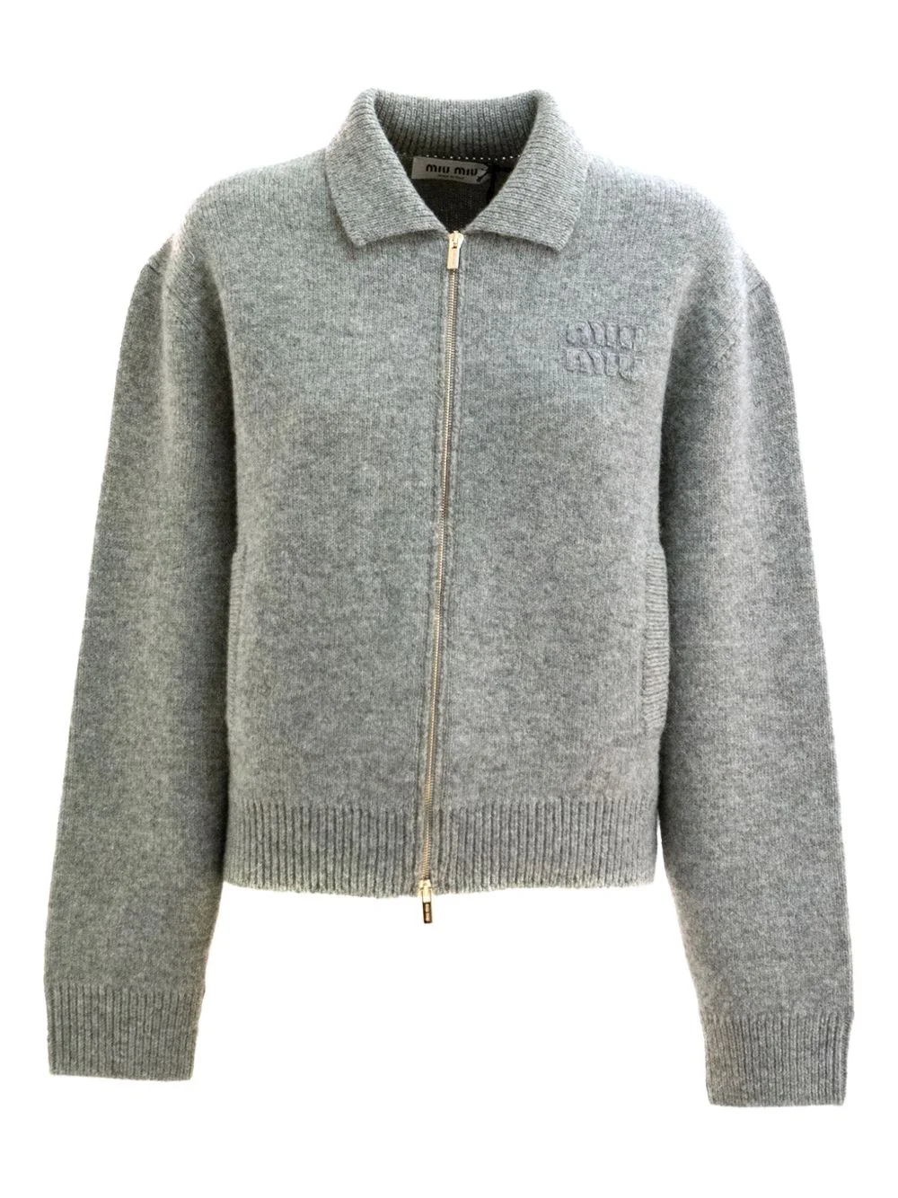 zip-up embroidered cardigan - 1