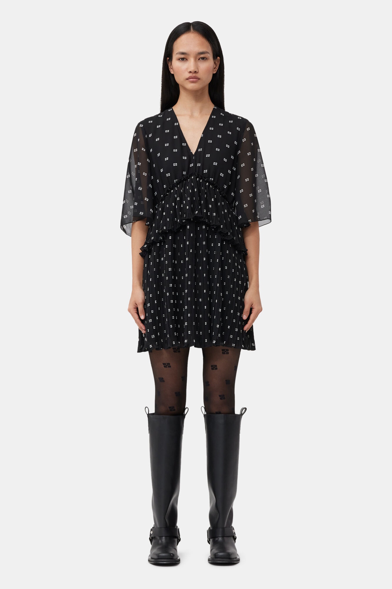 BLACK BUTTERFLY LACE TIGHTS - 2