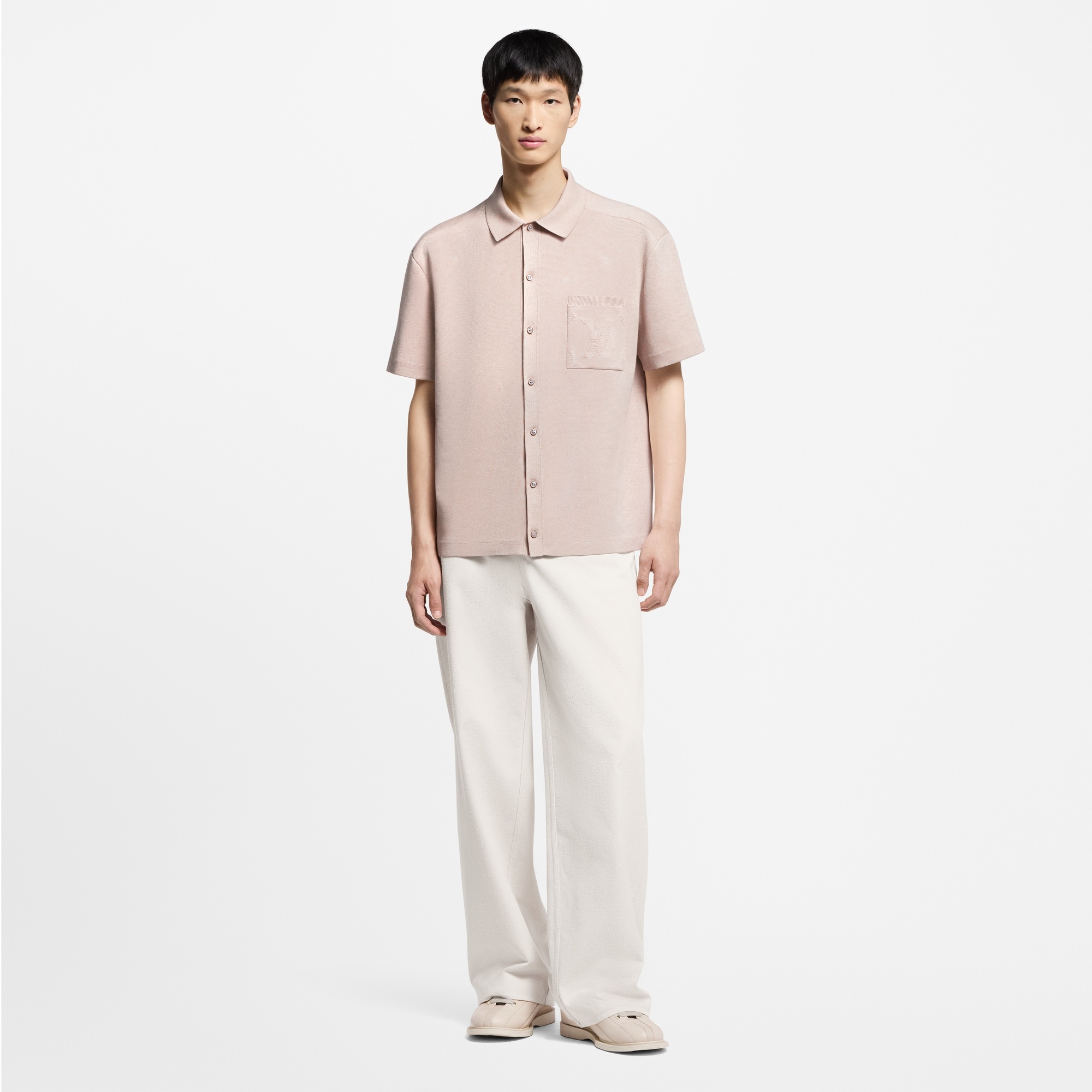 Monogram Embossed Short-Sleeved Knit Shirt - 4